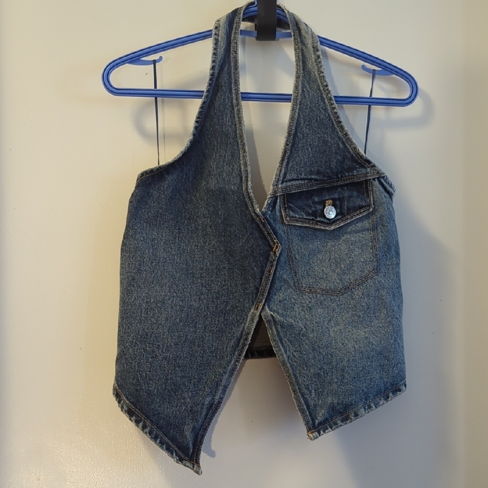 Zara Denim Halter Top - Blue